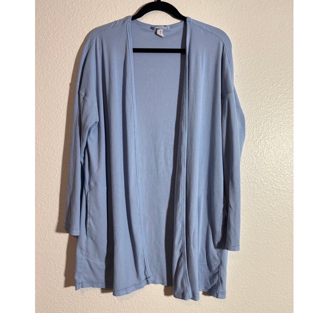 Free People Intimately Size S Cozy Does It Blue Ribbed Lounge Cardigan Robe